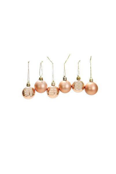 Dekorsende زينة رأس السنة الجديدة 6 كرات برتقالية 4 سم