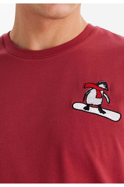 WESTMARK LONDON Red Printed Crew Neck Cotton Men's T-Shirt WMCARTOON BOARD