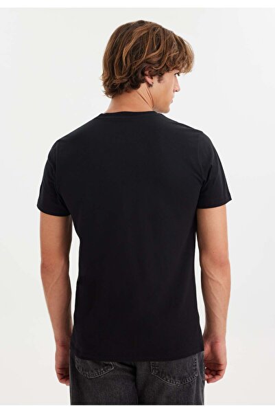 WESTMARK LONDON Μαύρο ανδρικό μπλουζάκι από βαμβακερό λαιμόκοψη με τύπωμα WMCARTOON BOARD