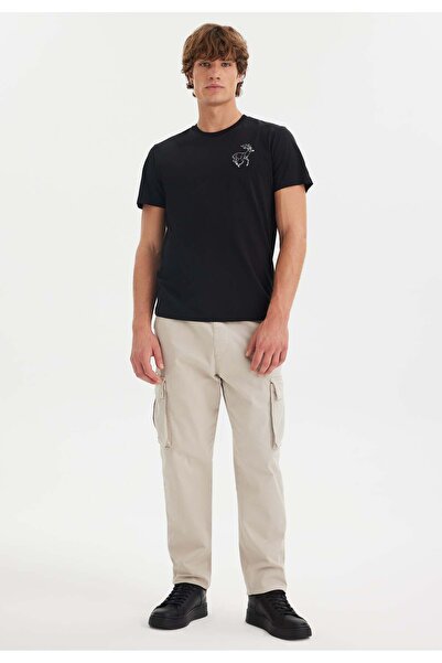 WESTMARK LONDON Μαύρο ανδρικό μπλουζάκι από βαμβακερό λαιμόκοψη με τύπωμα WMEMBROIDERY DEER