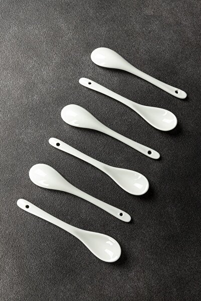 Genel Markalar 6 Adet Porselen Lüx Çay Kaşığı & Reçel Kaşığı & Tatlı Şeker Kaşığı