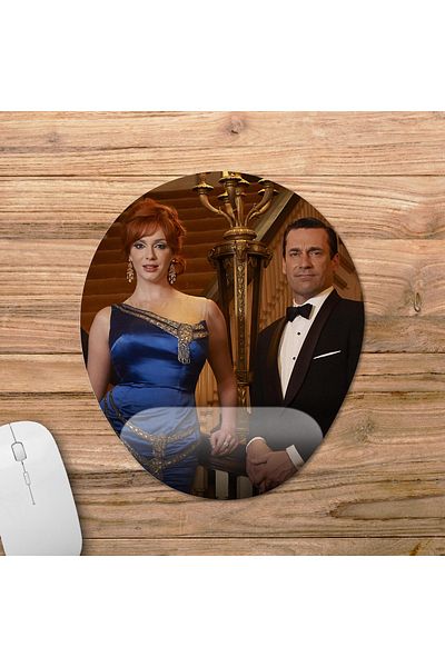 Pixxa موديل لوحة ماوس مدعومة للمعصم للرجال من Mad Men - 4 بيضاوي