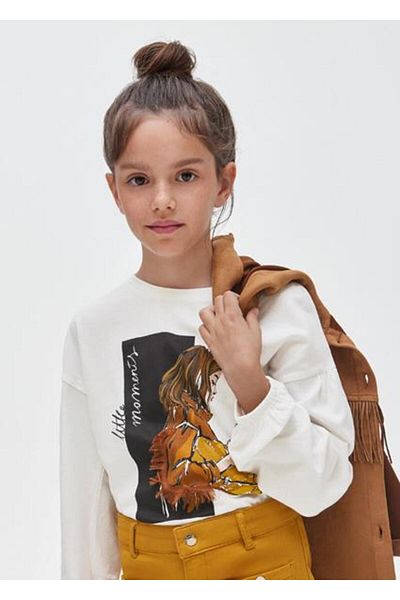 MAYORAL Tricou crem pentru fete cu maneca lunga