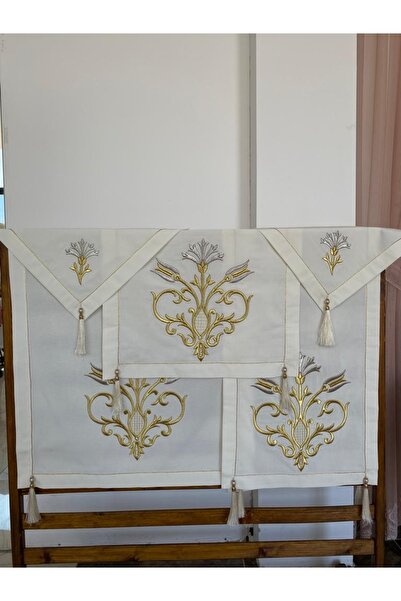 Gelincik Çeyiz Maraş İşi Sim Sırma Nakışlı Salon Takımı 5 Parça