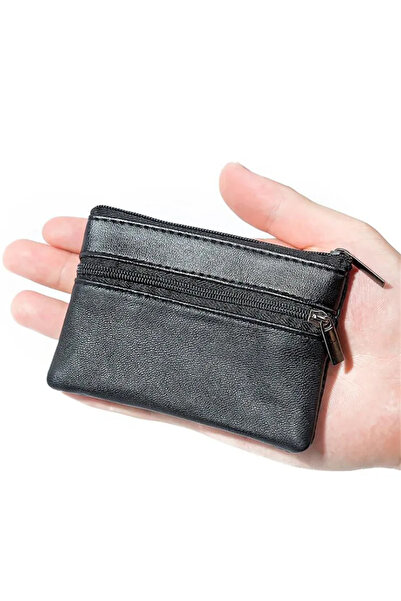 abnturk 1 adet Gerçek Deri Bay-Bayan Para Cüzdanı Anahtarlık, Fermuarlı Hakiki Deri