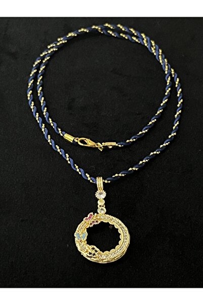 Özüm Koleksiyon Çeyrek Altın Için Kelebek Taşlı Çerçeveli Ip Kolye (Kelebek -...