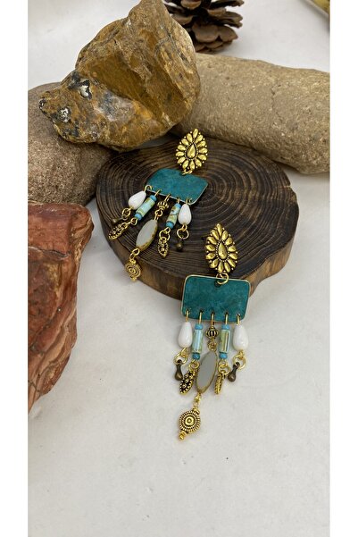 Porsuk Alternatif El yapımı Patina çek camı Hint kadın küpe