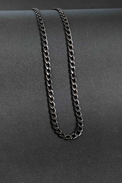 TREND COLLECTİON عقد بسلسلة من الفولاذ المقاوم للصدأ موديل الشعير الأسود للرجال