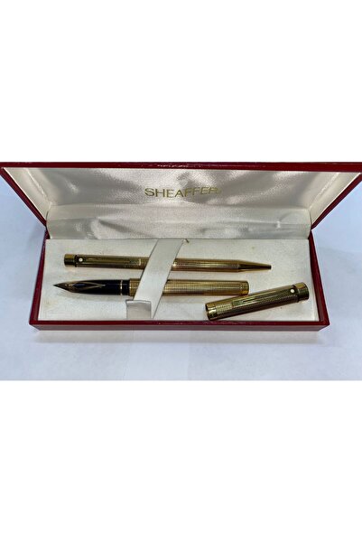 Sheaffer MASTERPIECE 1097 VANNERIE MODEL ALTIN KAPLAMALI DOLMA VE TÜKENMEZ KALEM SETİ