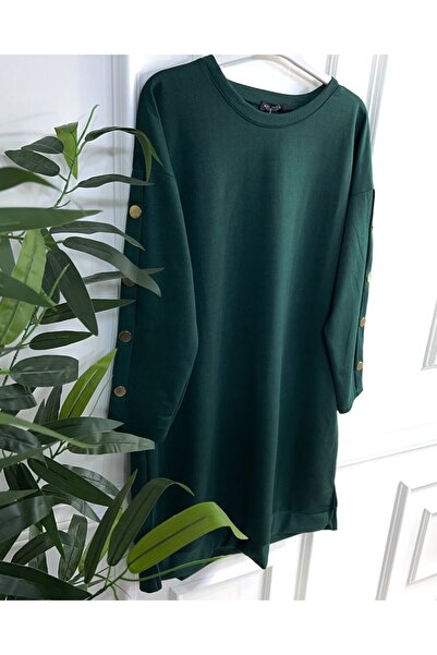 Aşkı Endam Aysima Two Thread Tunic with Cuffs and Button Detail - Emerald