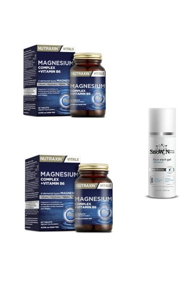 Nutraxin Magnesium Complex B6 - 250 Mg 60 Tablets + Facial Cleansing Gel 100ml 2 Pieces Gift
