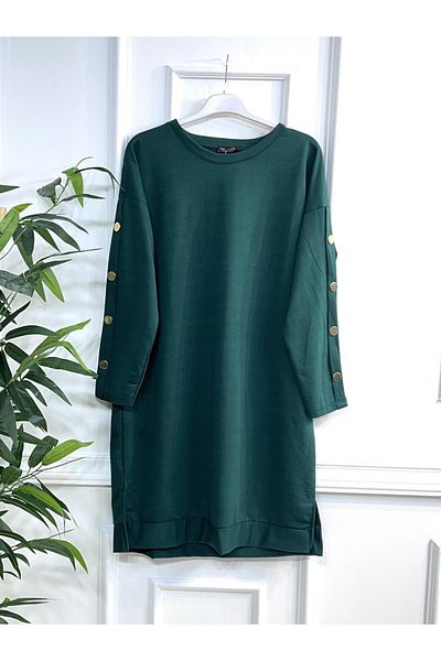 Aşkı Endam Aysima Two Thread Tunic with Cuffs and Button Detail - Emerald
