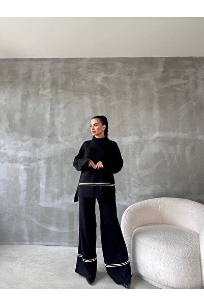 buqre's moda طقم سترة وبنطلون وياقة مدورة نصف