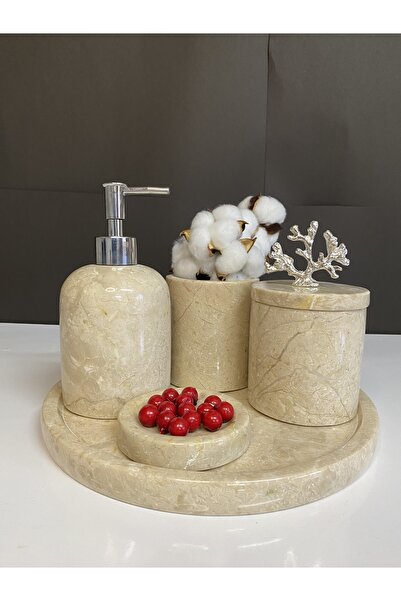 Genel Markalar 5'li Mermer Banyo Seti Bej Silver