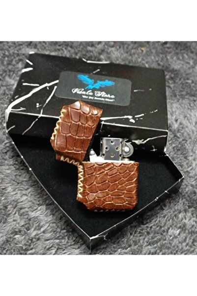 Visale Store El Yapımı Hakiki Deri Kılıflı Zippo Model Çakmak Visalecakmak007