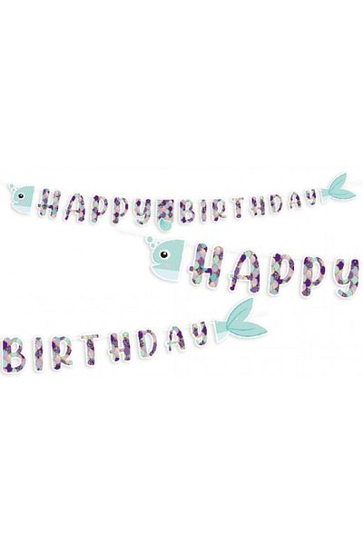 kidspartim Πανό με γράμματα Mermaid Shimmering Happy Birthday