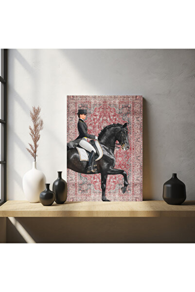 RUGSMODERN Kanvas Tablo Binicilik Tema Kırmızı Vintage 1703