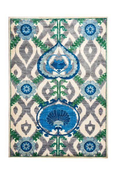 Rugs Modern Halı Covor decorativ Suzani în stil etnic, cu model ikat multicol...