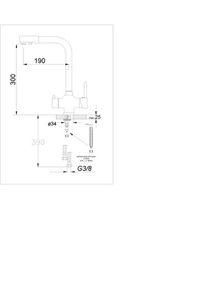 BMS Siyah Inci Altın Arıtma Tek Gövde Evye Bataryası