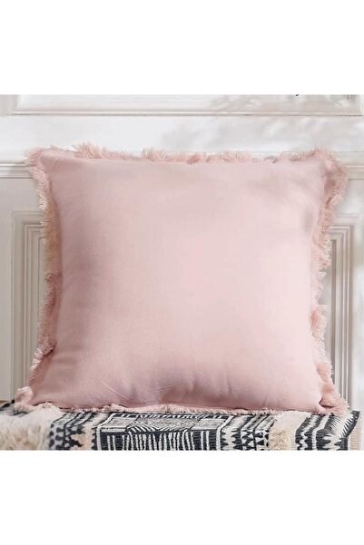 Bc Home Püsküllü Pudra Pembe Lux Kare Dekoratif Kırlent Kılıfı 43 x 43 cm Isk...