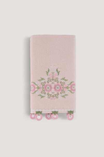 Arliva Home ALIZE KADIFE NAKISLI ÇEYIZ HAVLUSU PUDRA 30X50