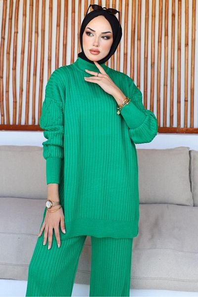 benguen 6118 Corded Knitwear Set Green
