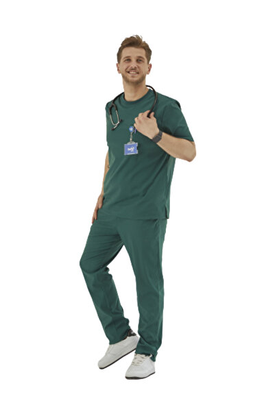 Wio Uniform Ceres- Erkek Likralı Yeşil Doktor Hemşire Cerrahi Üniforma Takım