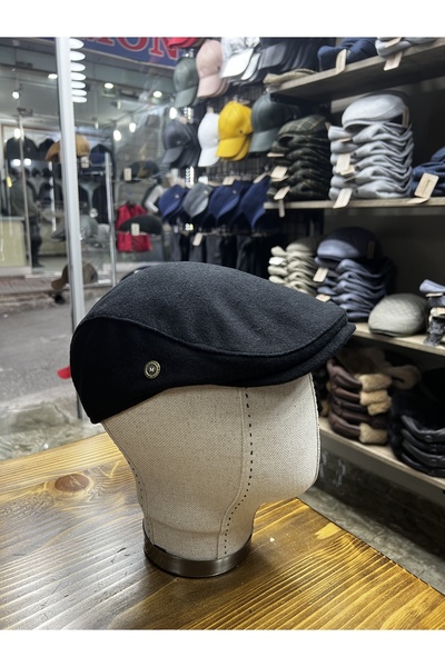 Melik şapka Kışlık Kaşmir Siyah Erkek Şapka Spor Kasket