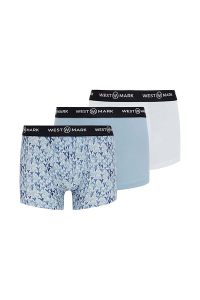 WESTMARK LONDON Ανδρικό σετ μπόξερ 3 ανοιχτό μπλε και λευκό σχέδιο OSCAR WMABSTRACT