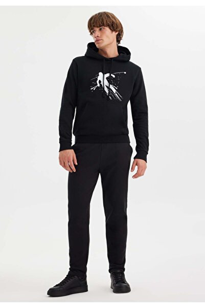 WESTMARK LONDON Ανδρικό φούτερ με μαύρη στάμπα με κουκούλα, βαμβακερή κανονική εφαρμογή WMINK SKI