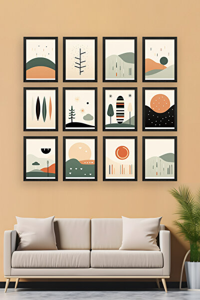 Artavessa طقم طاولات بإطار أسود مكون من 12 قطعة من MDF