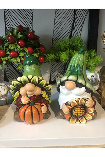 Atak Hediyelik Dekoratif 2’li papatyalı kabaklı cüce biblo polyester