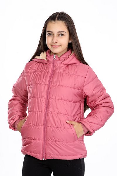 VODENS Girl's Thick Water Repellent Rose Coat with Fleece Underwear