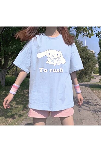 Adrift Y2k Harajuka Style Etiket Mavi Anime Cinnamoroll T-shirt