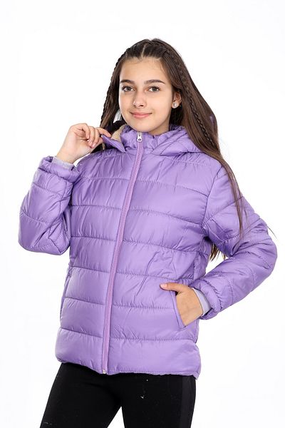 VODENS Girl's Thick Water Repellent Lilac Coat with Fleece Underwear