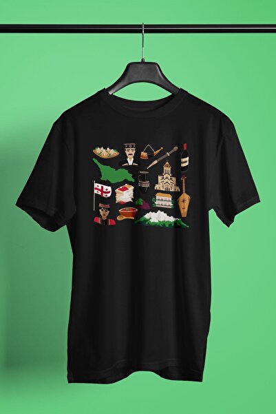 Adrift Ko Buta Georgia εμπριμέ Unisex Μαύρο T-Shirt To17457