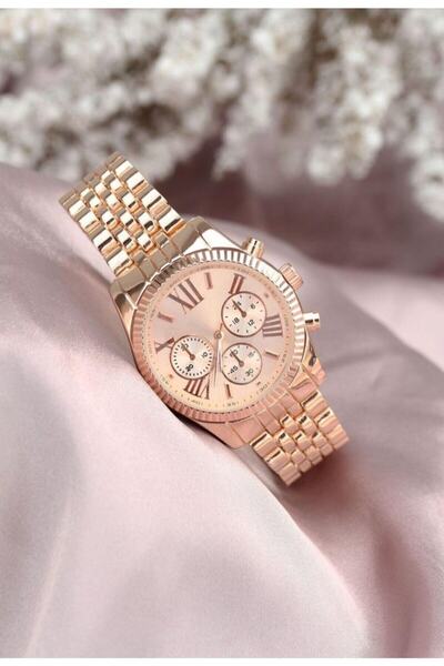 Spectrum Rose Gold Color Calendar Stoned Women's Watch
