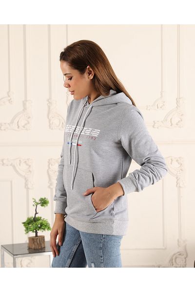 ESPOİRPLUS SWEATSHIRT UNISEX CU DETALII DE IMPRIMARE DE CULOARE GRI