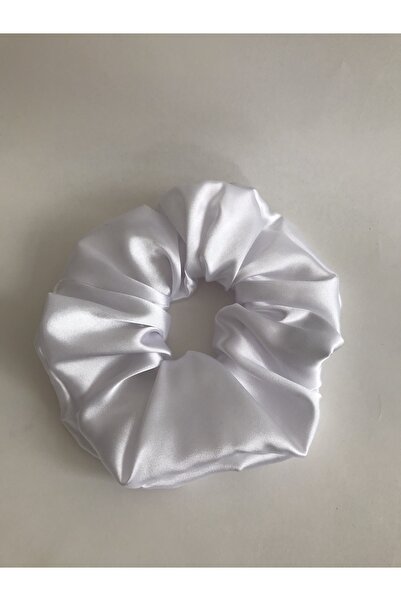 PratikDikisco Scrunchie din satin alb, mărime Jumbo XL, tip Simit Toka