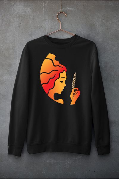 Raf Coll Hanorac unisex oversize cu decolteu rotund cu semn zodiacal Fecioara, imprimat digital, cu două fire în interior