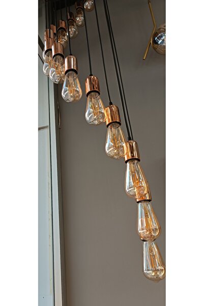 ZM AYDINLATMA Sarkıt 15li Bakır Retro Avize