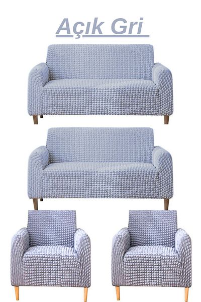 FurkanTicaret Flexible and Elastic 3+3+1+1 Wrap Seat and Sofa Set - Washable Cover/Cover