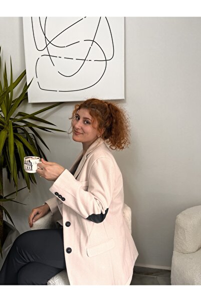 ARSOUS ATELIER Balık Sırtı Kolu Deri Detaylı Cepli Blazer Ceket