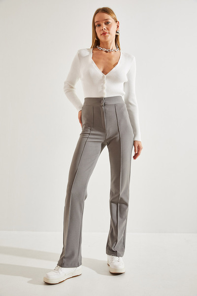 Bianco Lucci Women's Çimalı Palazzo Scuba Fabric Trousers