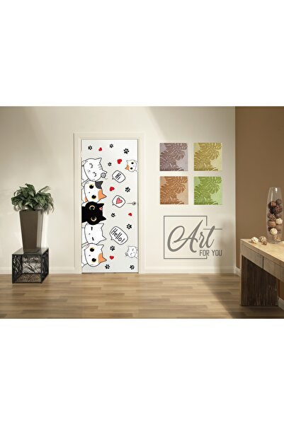 art for you Sevimli Kediler Kapı Duvar Çocuk Odası STİCKER