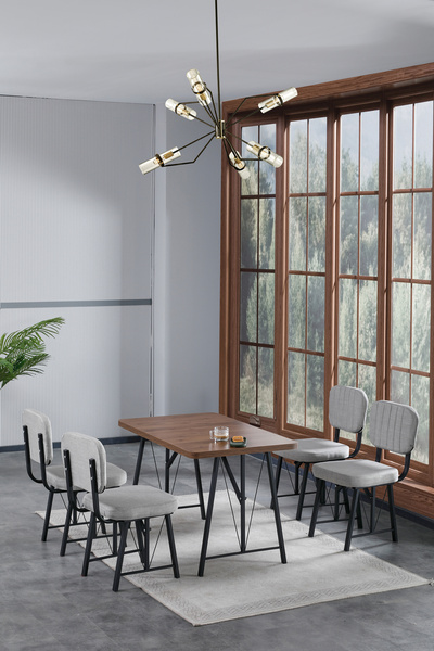 Mygusi Hayat 4 Sandalyeli Mutfak Masa Amalfi (CEVİZ)