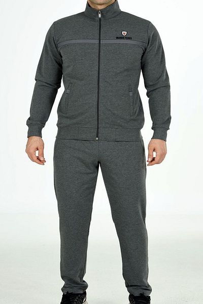 Marco Ferry Anthracite Men's Half Turtleneck Two Thread Large Size Tracksuit EDY201462B-ANT