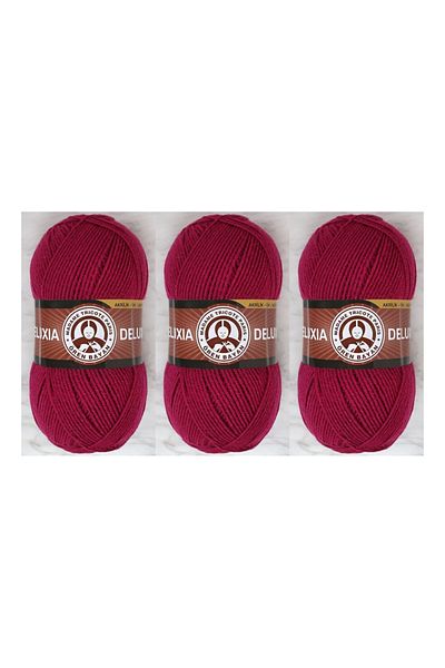 Ören Bayan Deluxia Hand Knitting Thread 100 gr 3 Pieces Color 103 Cherry Rotten