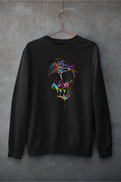 Raf Coll Unisex Oversize Crew Neck Face Ψηφιακή στάμπα φούτερ με δύο νήματα εσωτερικά ανυψωμένα