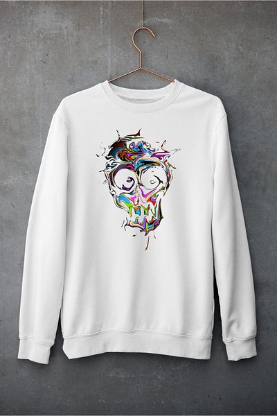 Raf Coll Unisex Oversize Crew Neck Face Ψηφιακή στάμπα φούτερ με δύο νήματα εσωτερικά ανυψωμένα